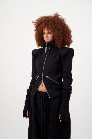 MARY GILET ZIP CINTRÉ NOIR