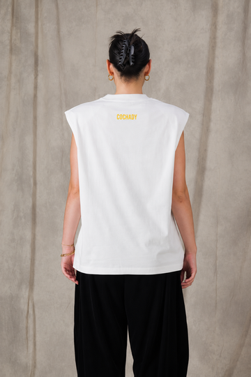 TEE-SHIRT SANS MANCHES NYRA BLANC